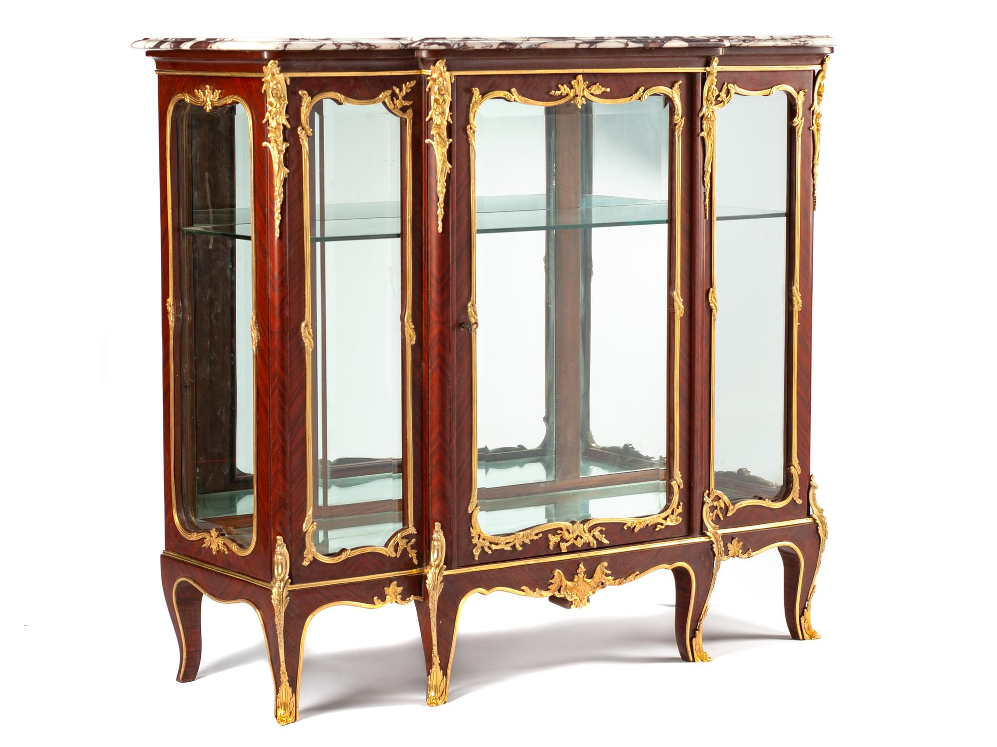 A Louis XV Style Gilt Bronze Mounted Vitrine Cabinet