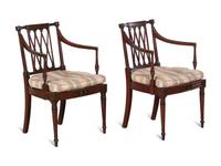 A Pair of Edwardian Painted Mahogany Armchairs