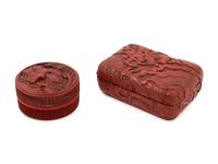 Two Chinese Carved Red Lacquer Covered Boxes