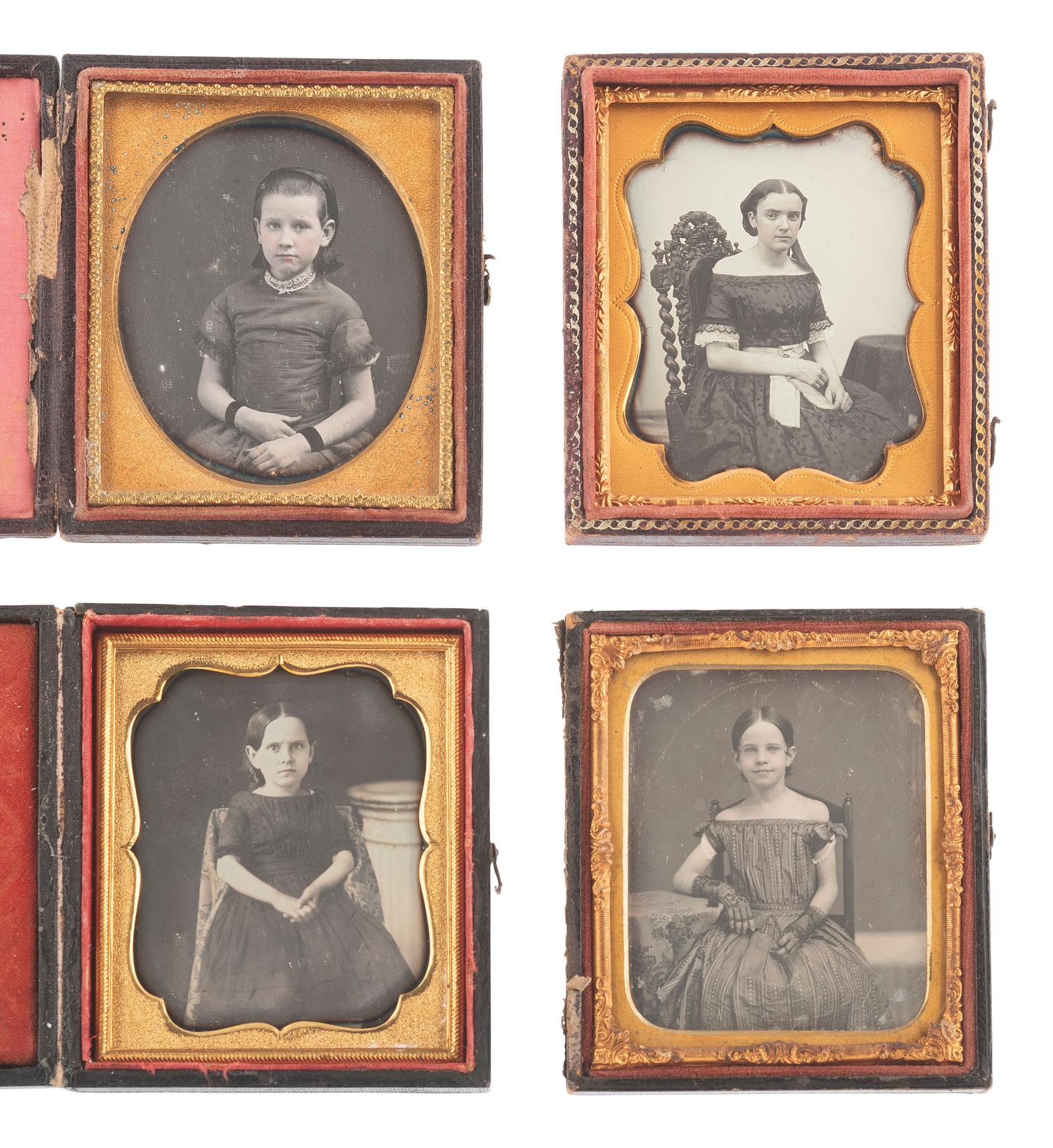 [EARLY PHOTOGRAPHY]. 26 sixth plate daguerreotypes of girls and young ladies.