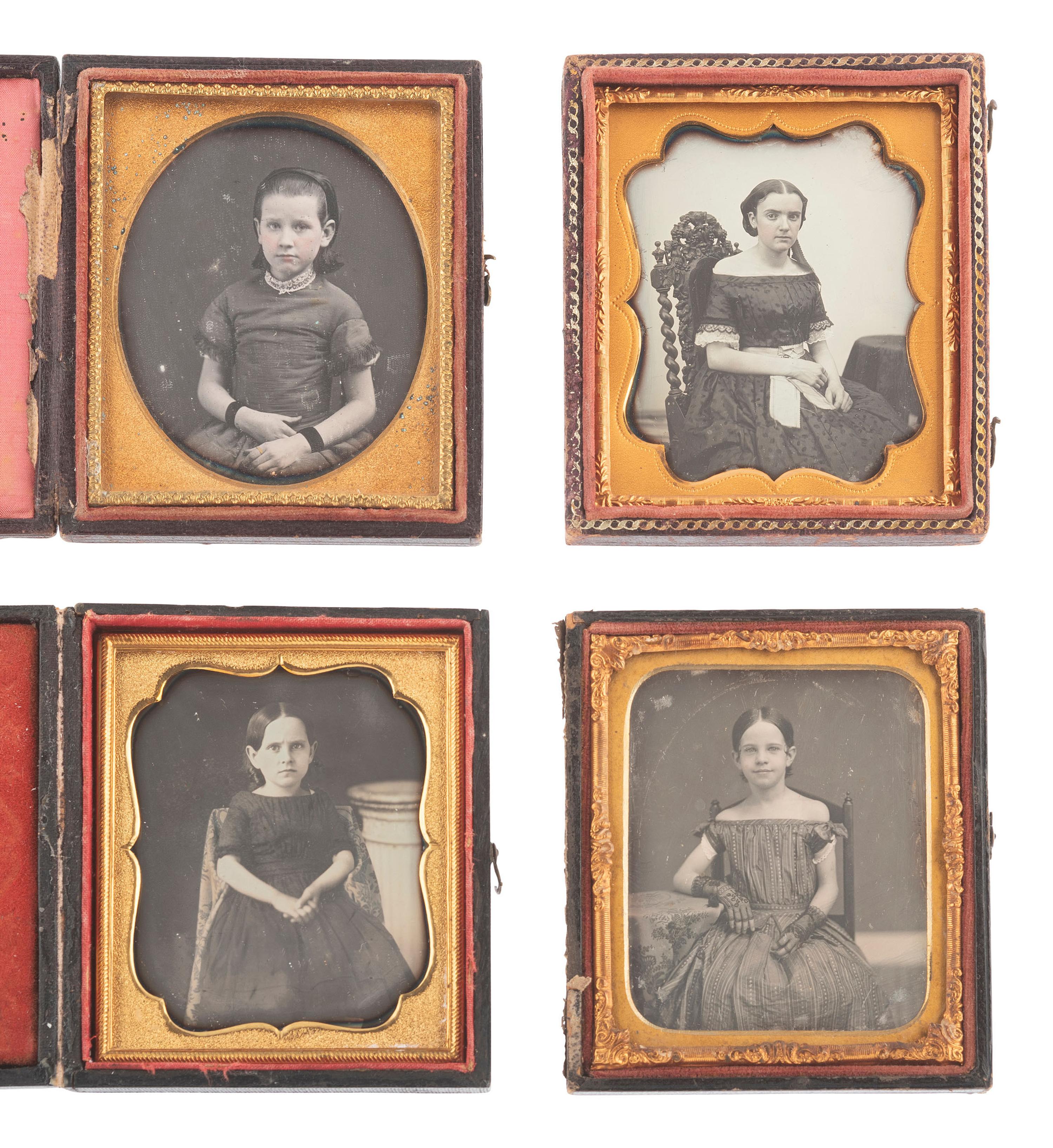 [EARLY PHOTOGRAPHY]. 26 sixth plate daguerreotypes of girls and young ladies.