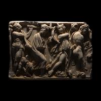 A Roman Marble Sarcophagus Fragment with a Dionysian Scene