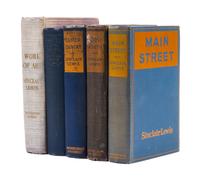 LEWIS, SINCLAIR. Five first editions including Elmer Gantry, Dodsworth, Main Street, Trail of the Hawk, and Work of Art. New York.