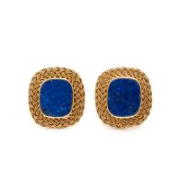 YELLOW GOLD AND LAPIS LAZULI EARCLIPS