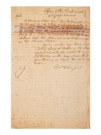 [WAR OF 1812]. ALLEN, Andrew, Jr. Manuscript document signed ("And'w Allen Junr."). 18 September 1812. Addressed to the Commanders of his Majesty's Ships of War, or of private armed Ships belonging to the subjects of his Majesty.