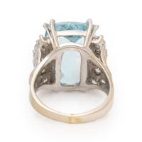 Aquamarine, Diamond, and White Gold Ring