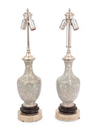 A Pair of Cloisonné Vases Mounted as Lamps