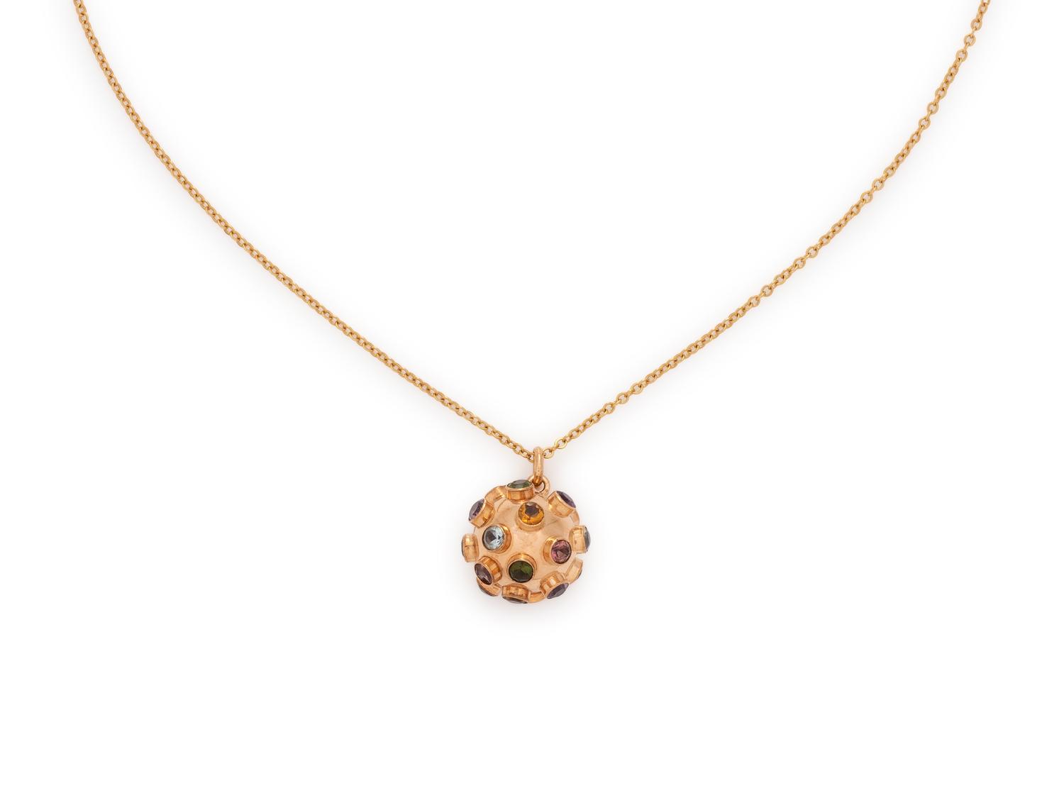 GOLD AND GEMSTONE SPUTNIK PENDANT/NECKLACE