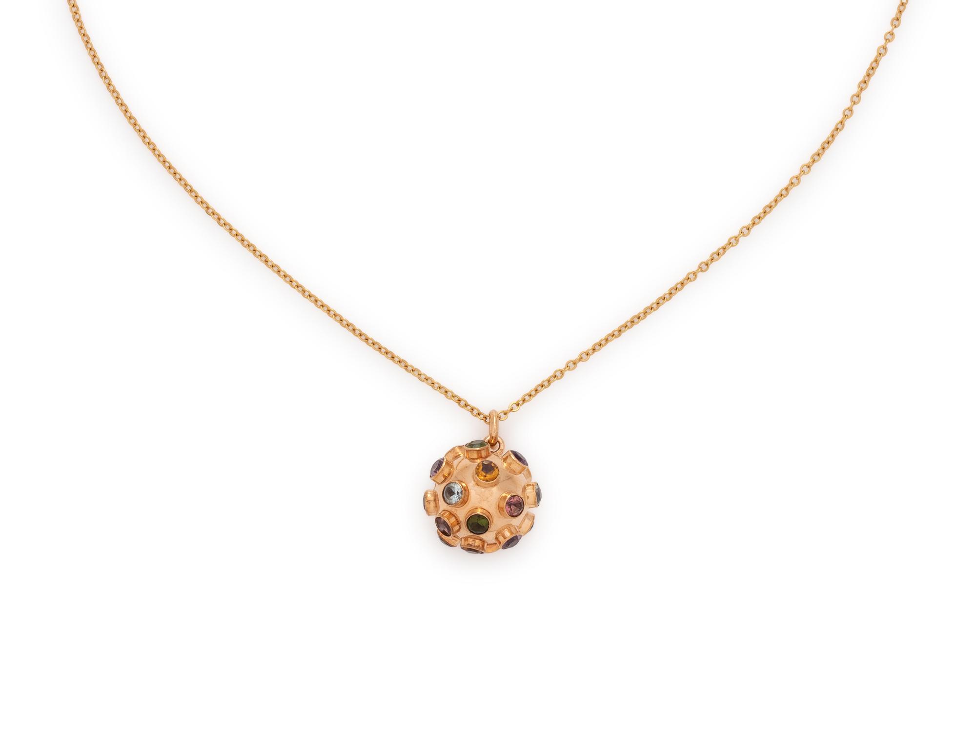 GOLD AND GEMSTONE SPUTNIK PENDANT/NECKLACE