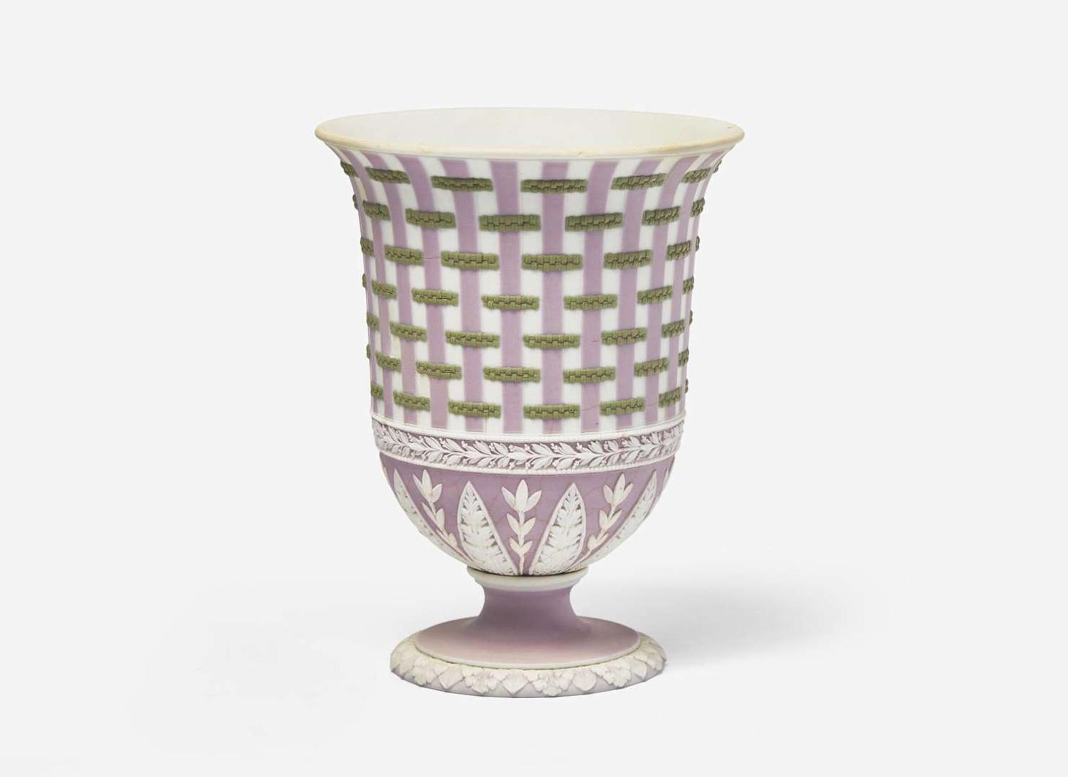 A Wedgwood Tricolor Strap Ware Jasperware Vase, UK, circa 1790