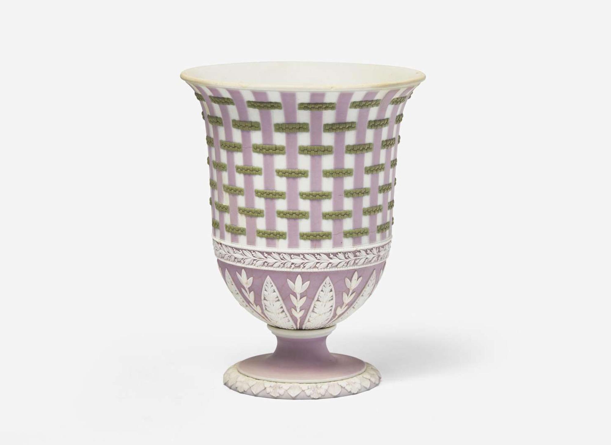 A Wedgwood Tricolor Strap Ware Jasperware Vase, UK, circa 1790
