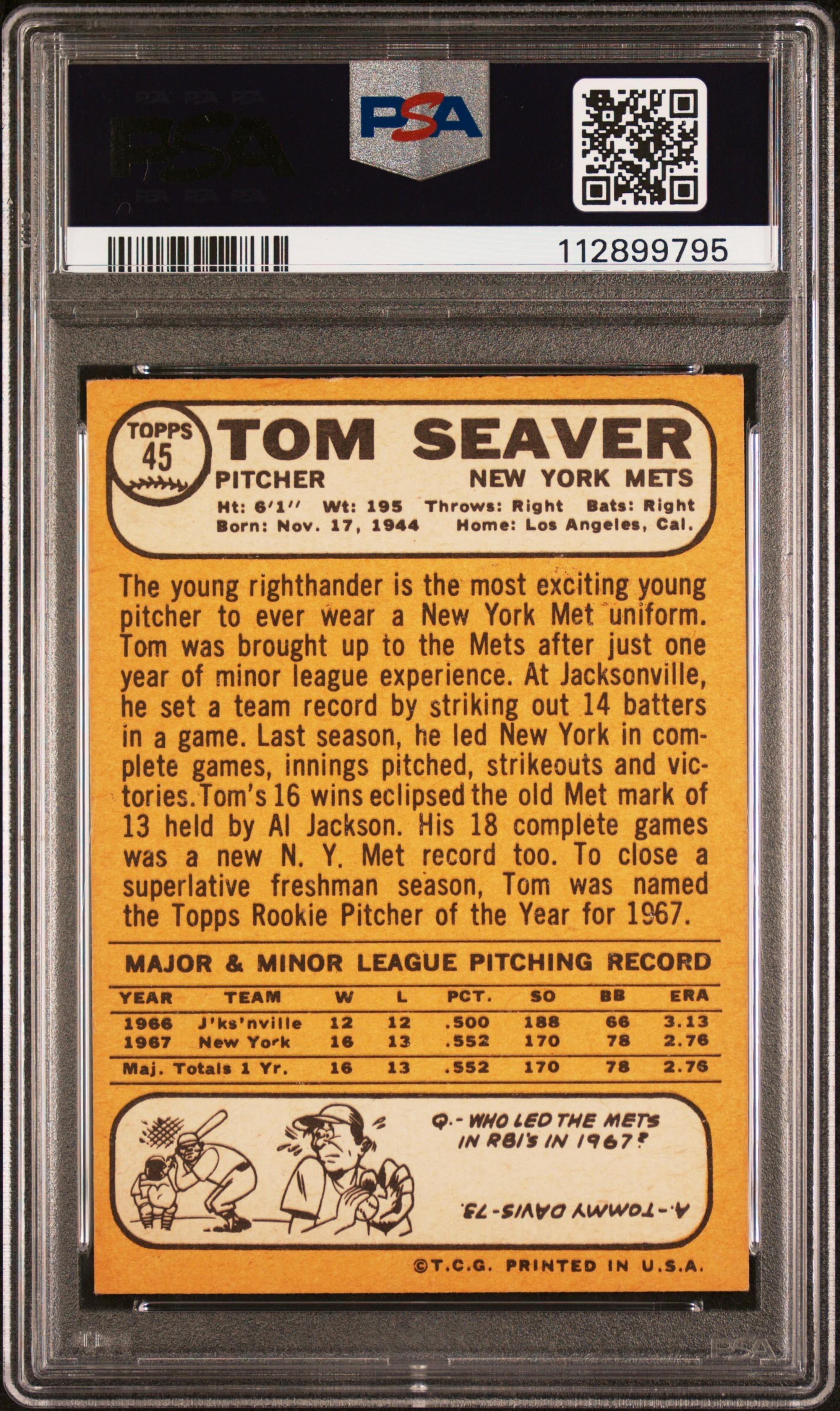 A 1968 Tom Seaver Baseball Card No. 45 (PSA 7 NM)