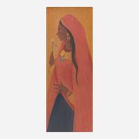 Abdur Rahman Chughtai (Pakistani, 1894-1975) Woman with Flower