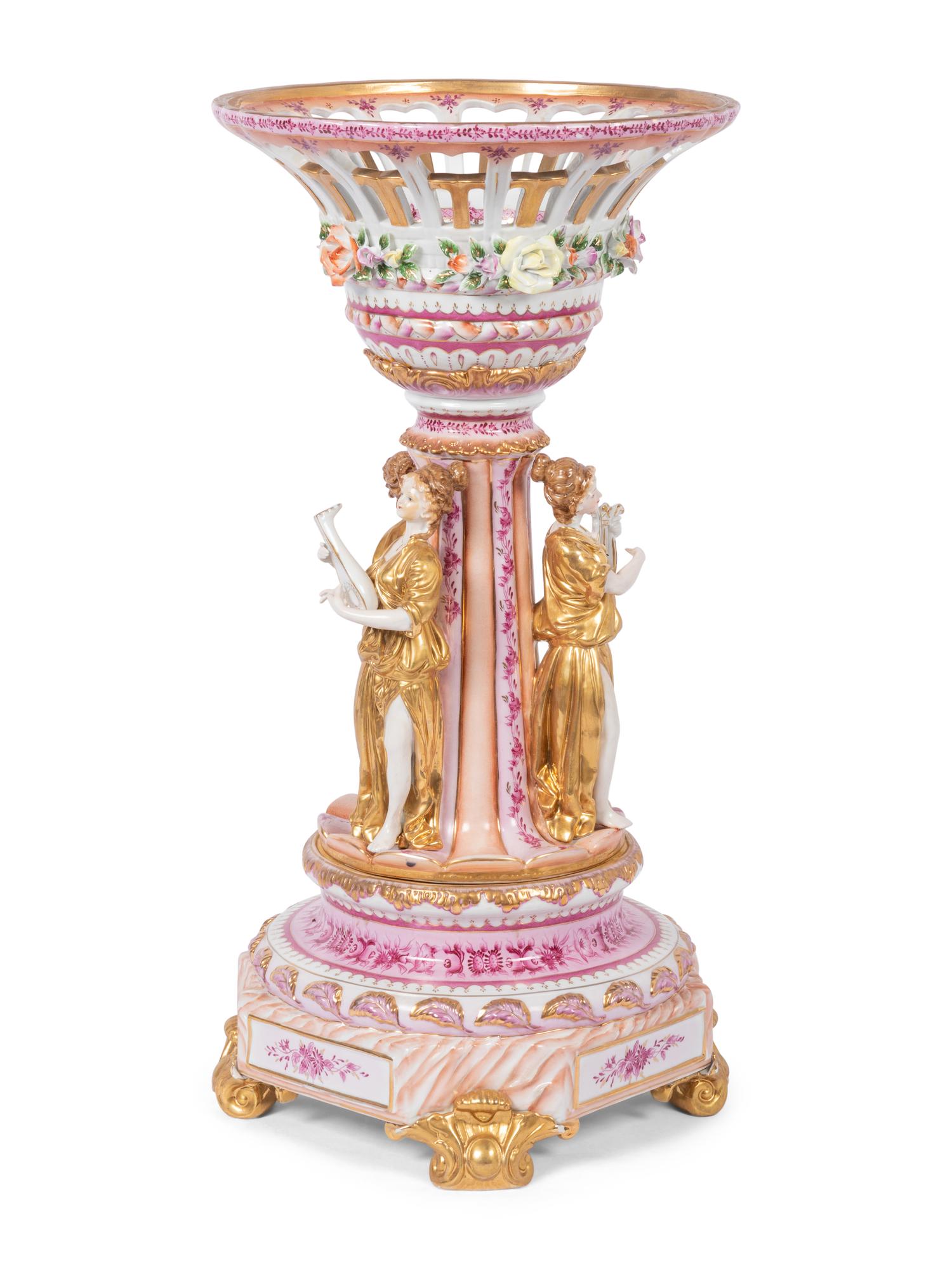A Dresden (Richard Klemm) Porcelain Figural Centerpiece