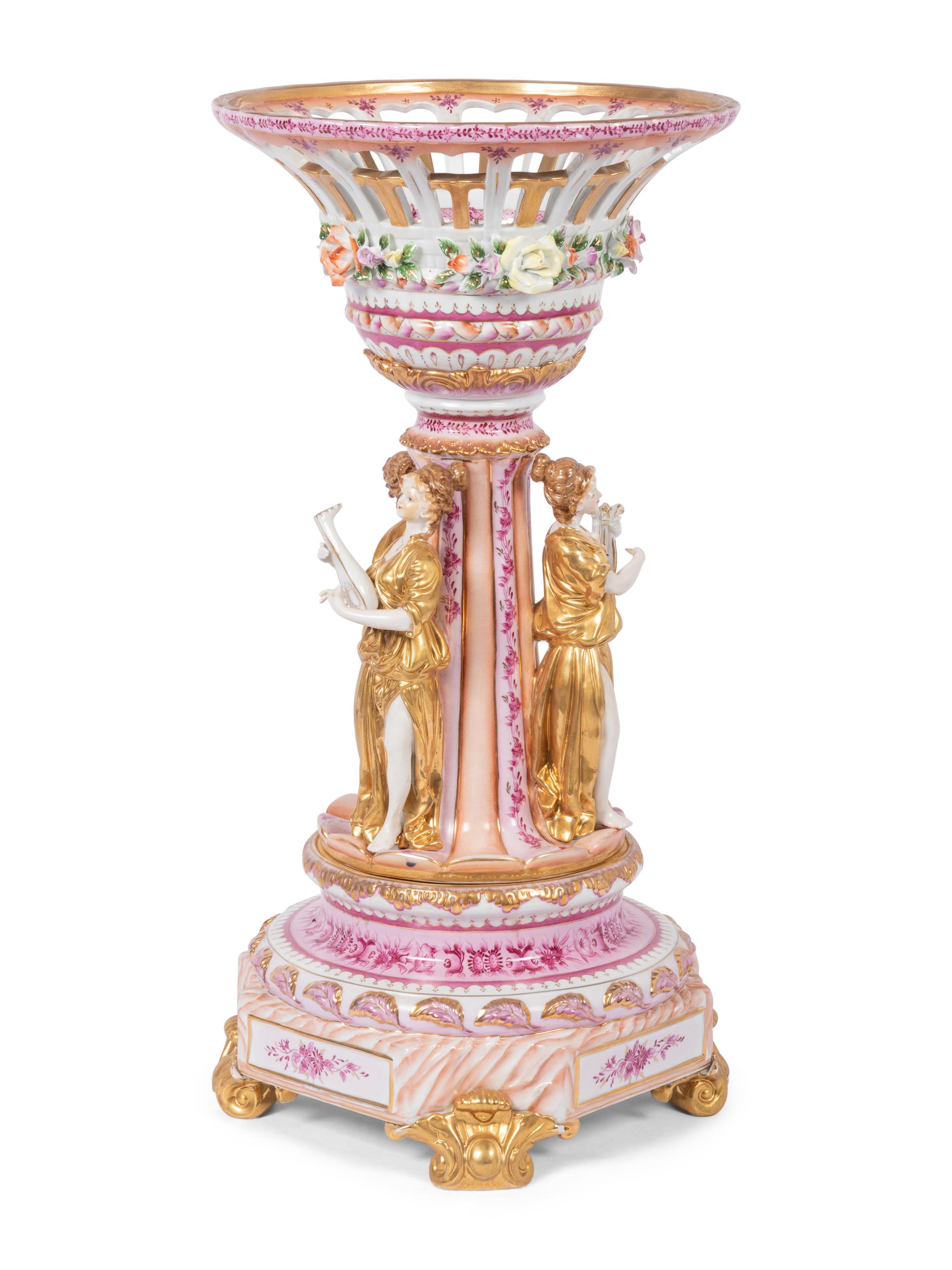 A Dresden (Richard Klemm) Porcelain Figural Centerpiece