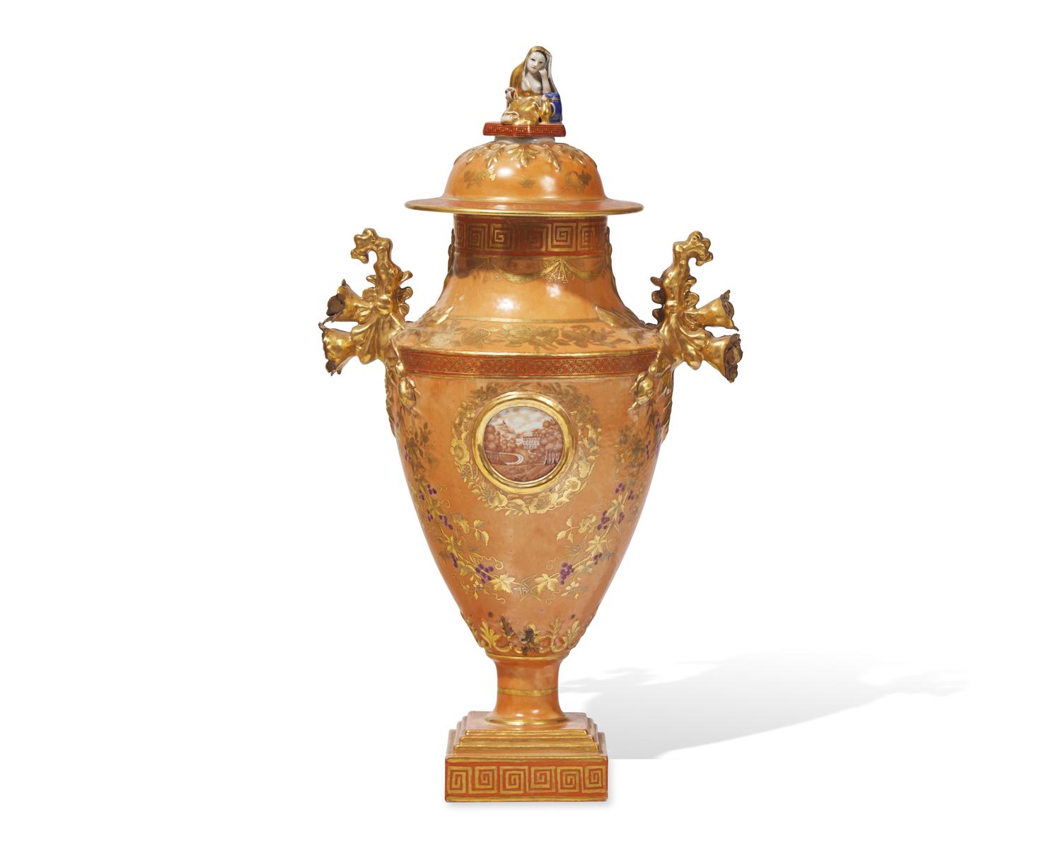 A Chinese Export Porcelain "Apricot" Urn And Cover