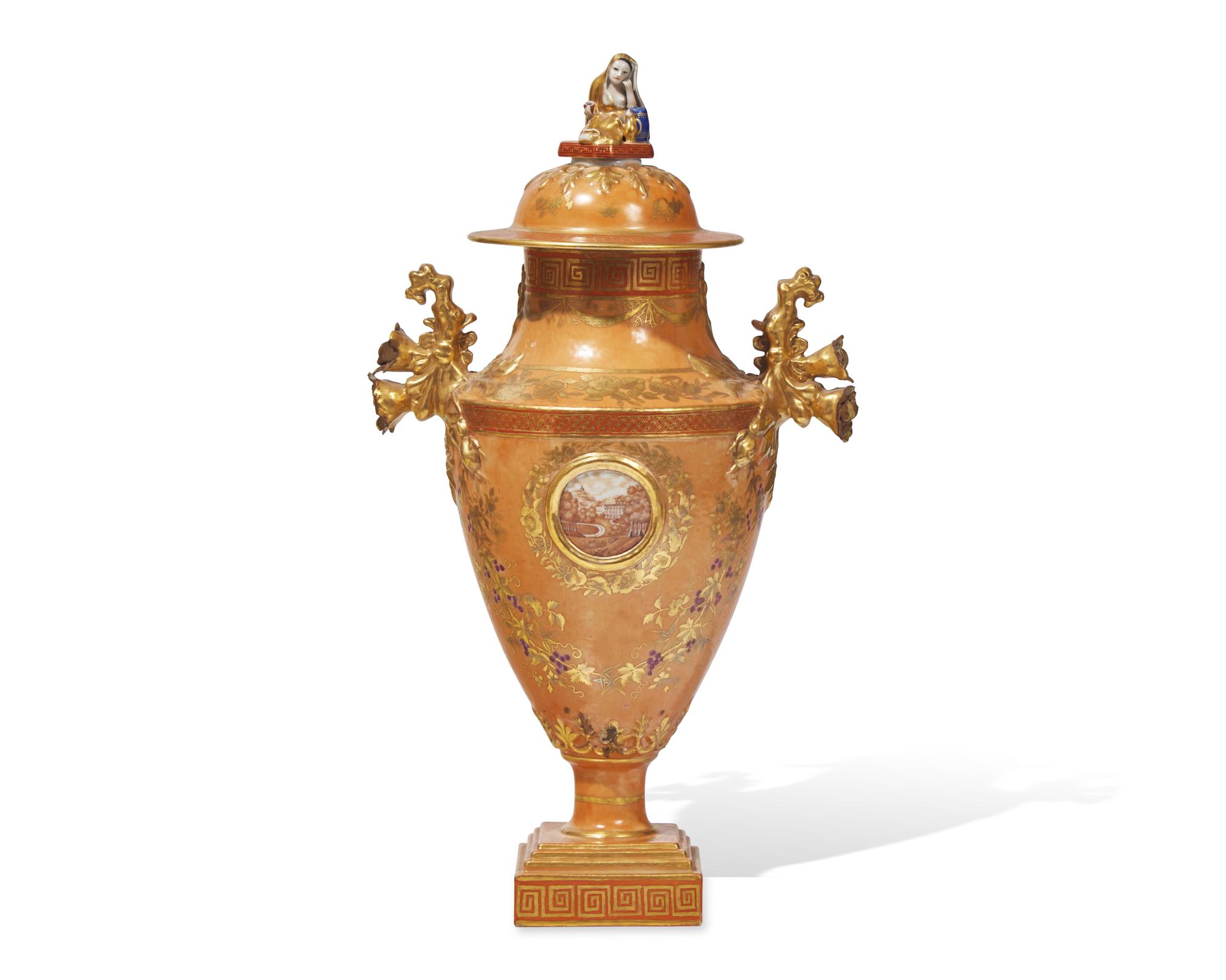 A Chinese Export Porcelain "Apricot" Urn And Cover