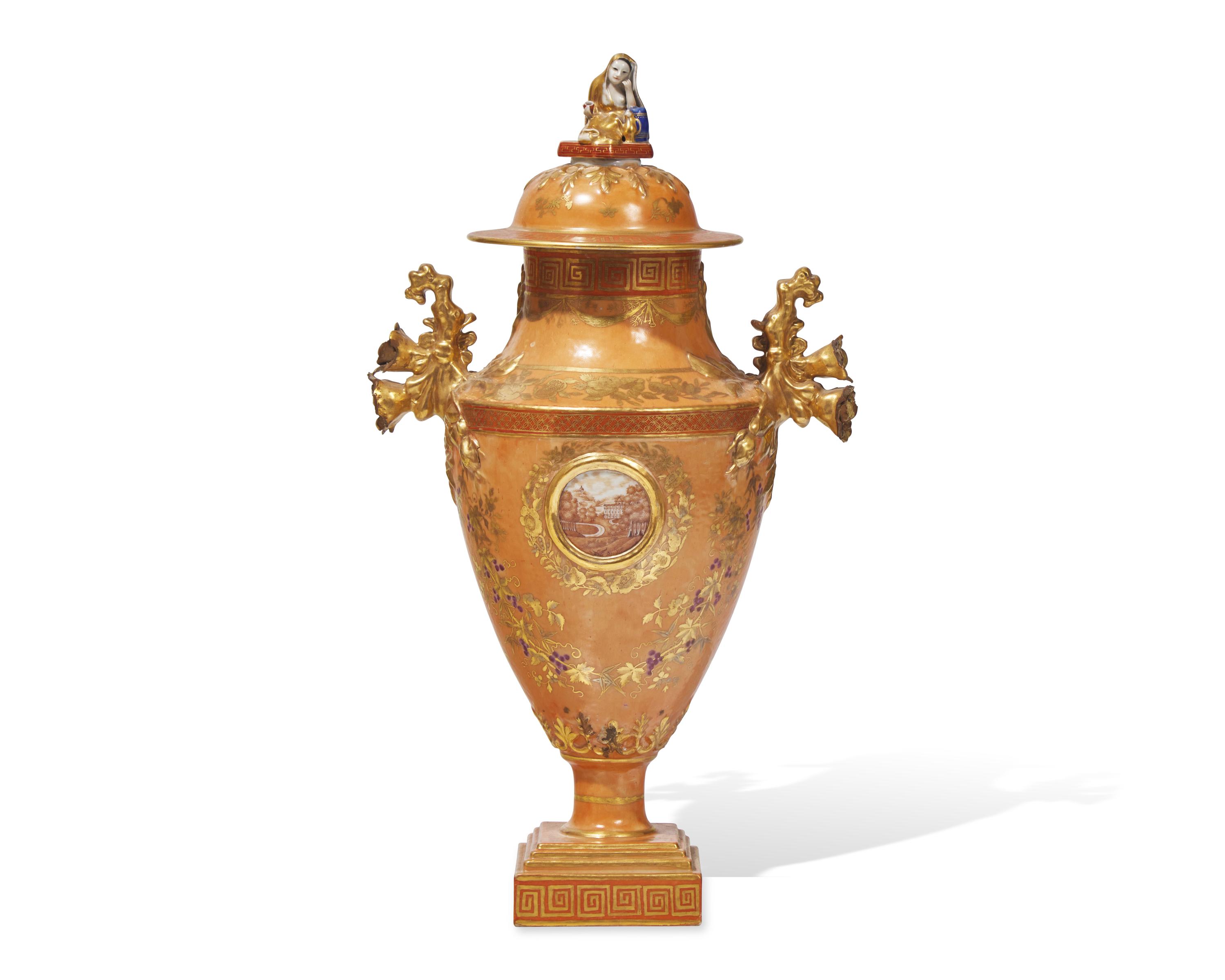 A Chinese Export Porcelain "Apricot" Urn And Cover