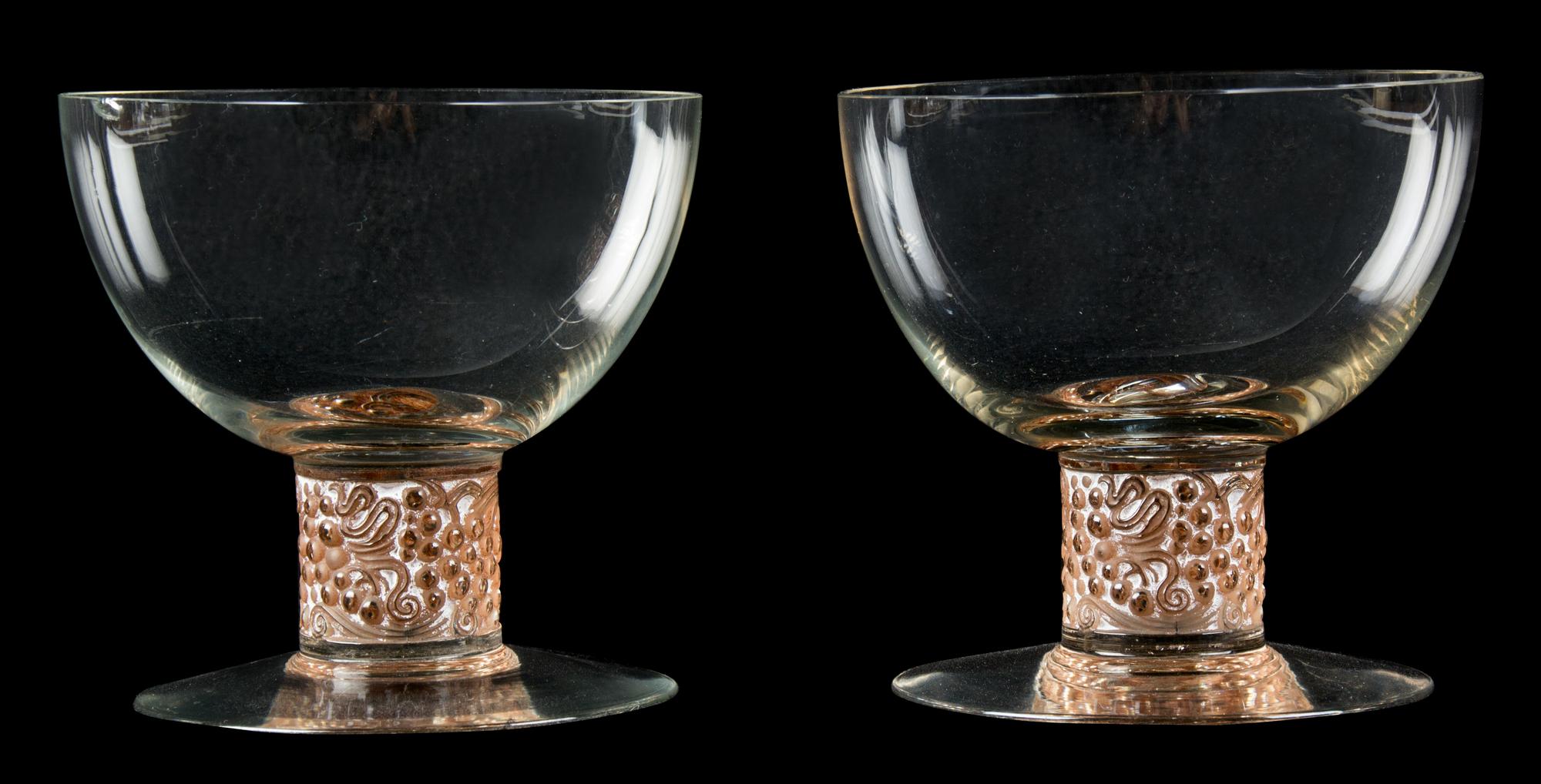 A Set of Seven Lalique Molded and Frosted Goblets Height 4 inches. — 20TH CENTURY