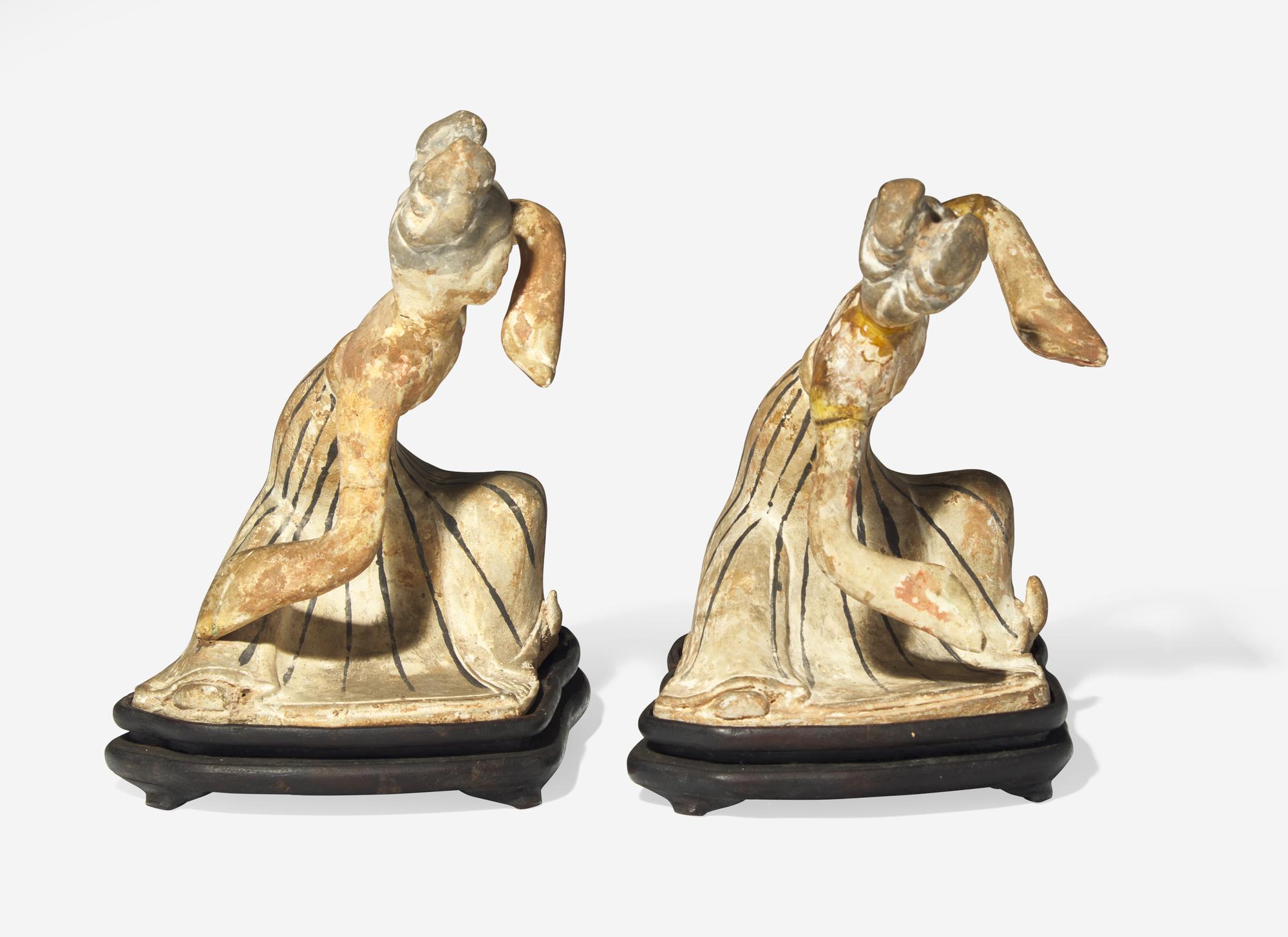 Two Chinese Style Figures and a Pottery Horse