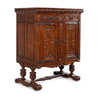 A Baroque Style Carved Walnut and Steel Mounted Cabinet