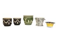 A Group of Five Porcelain Jardinières or Cache Pots