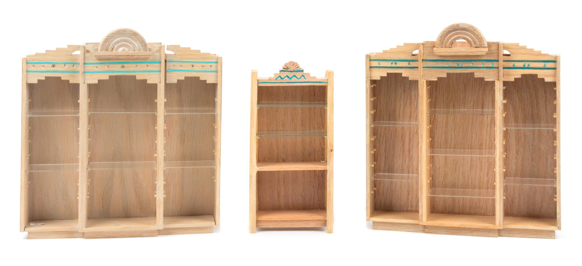 Three Southwestern Style Display Cabinets Height of tallest 7 3/4 inches. — Joe Turner