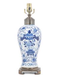 A Blue and White Porcelain Meiping Vase Mounted as a Lamp