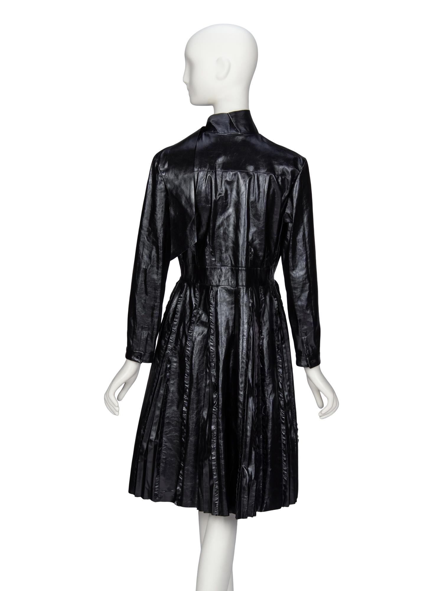 Valentino, Glossy Black Leather Dress