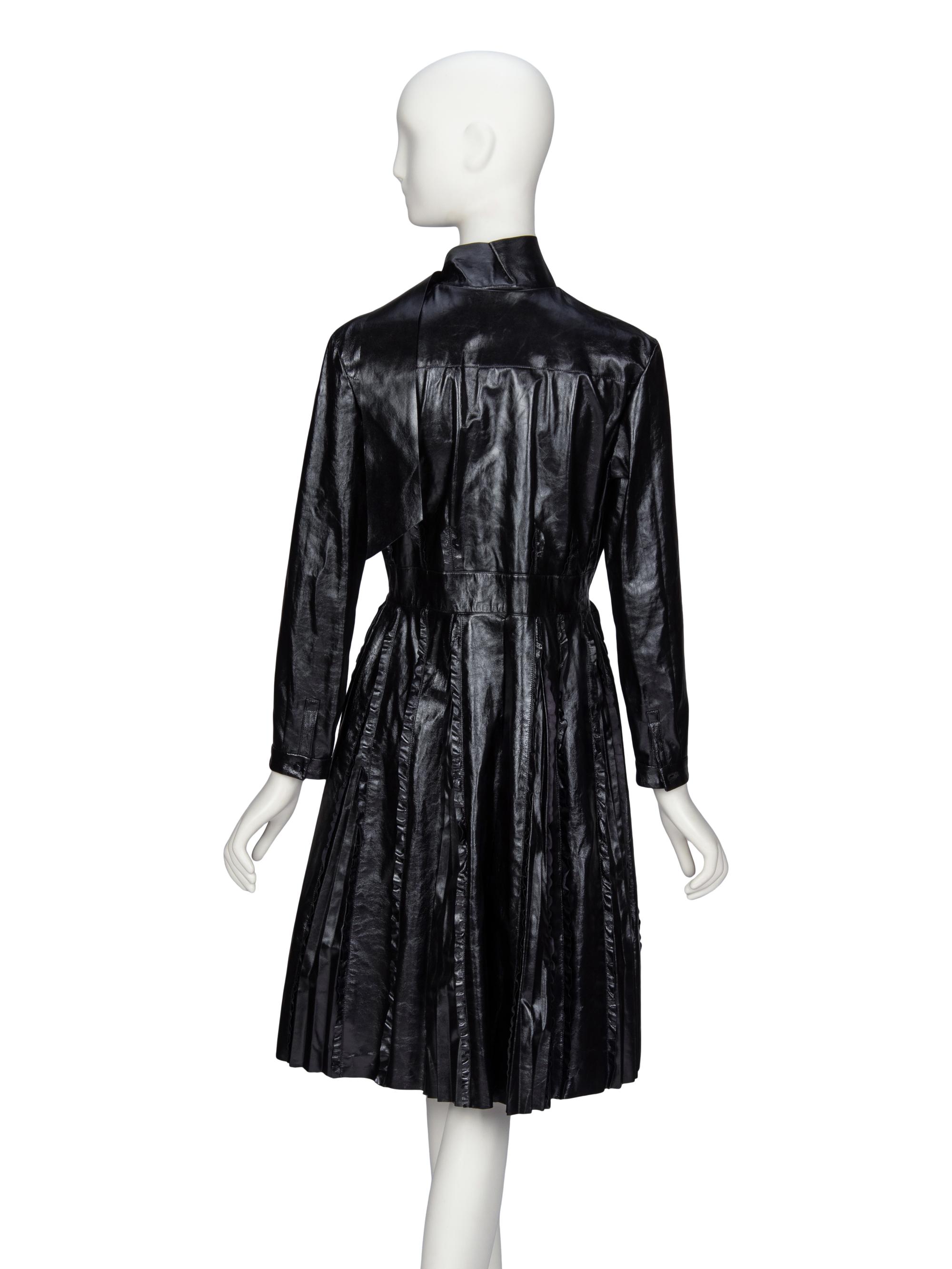 Valentino, Glossy Black Leather Dress