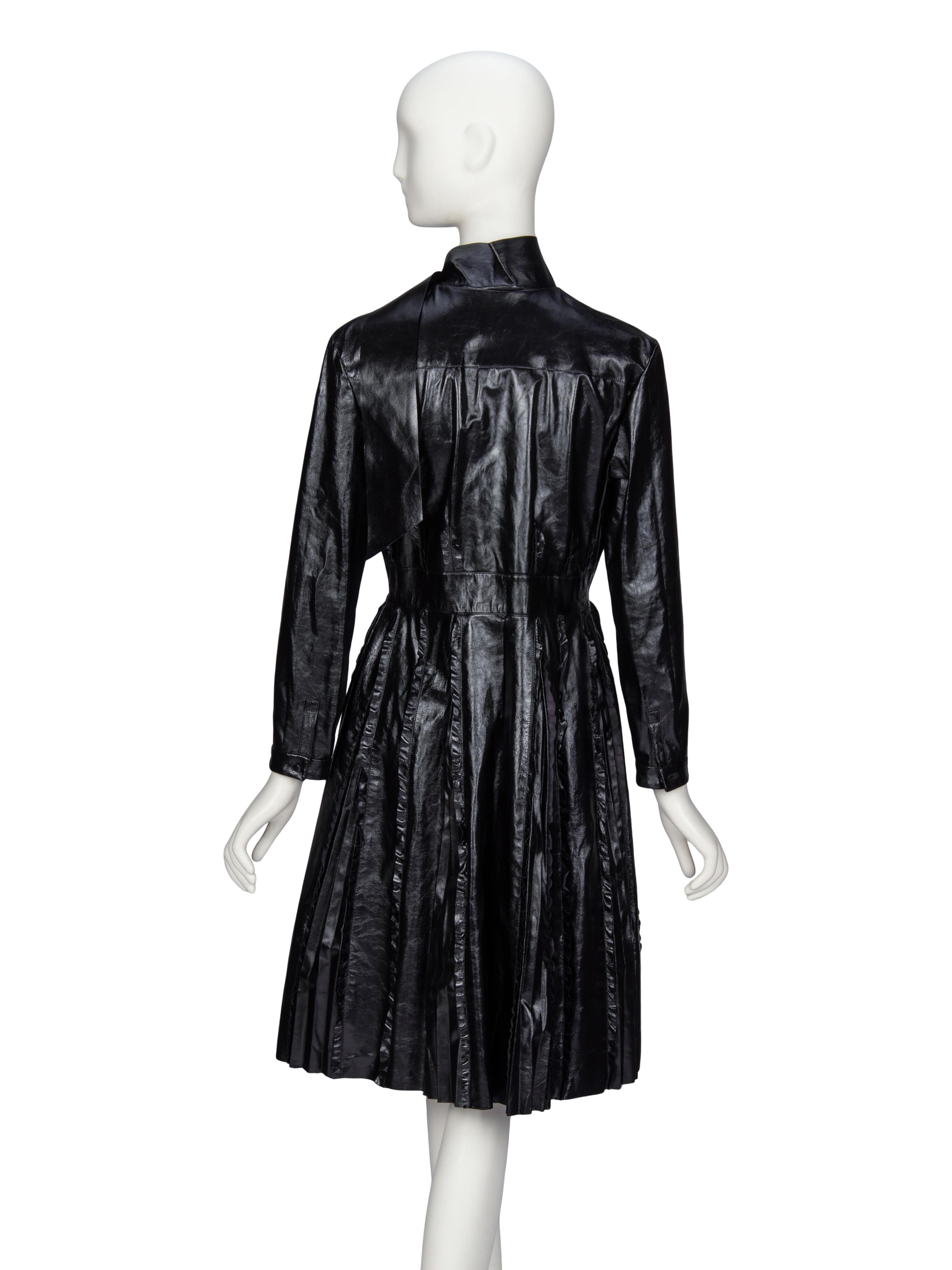 Valentino, Glossy Black Leather Dress