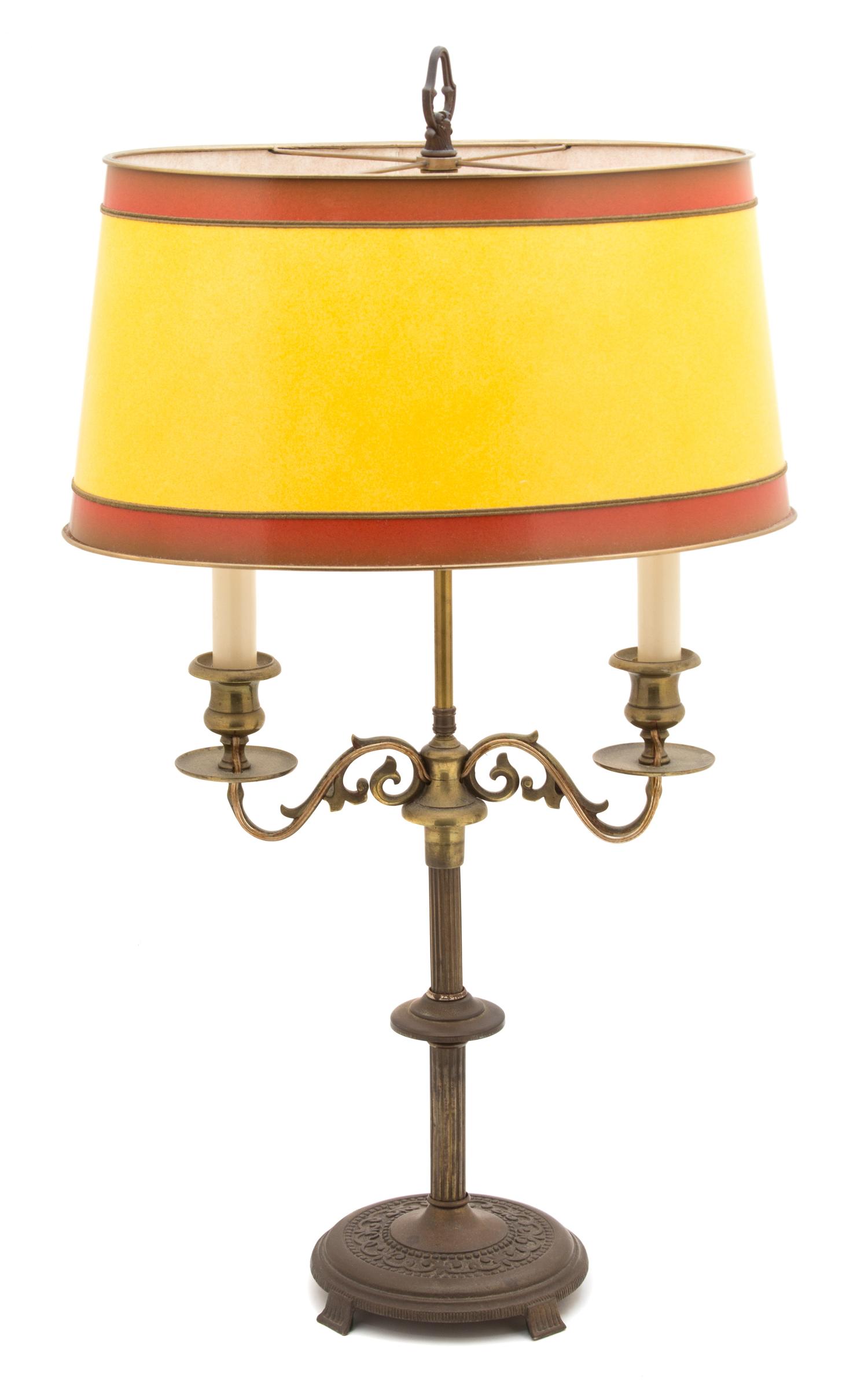 A Regency Style Brass Two-Light Table Lamp Height 24 inches. — 20TH CENTURY