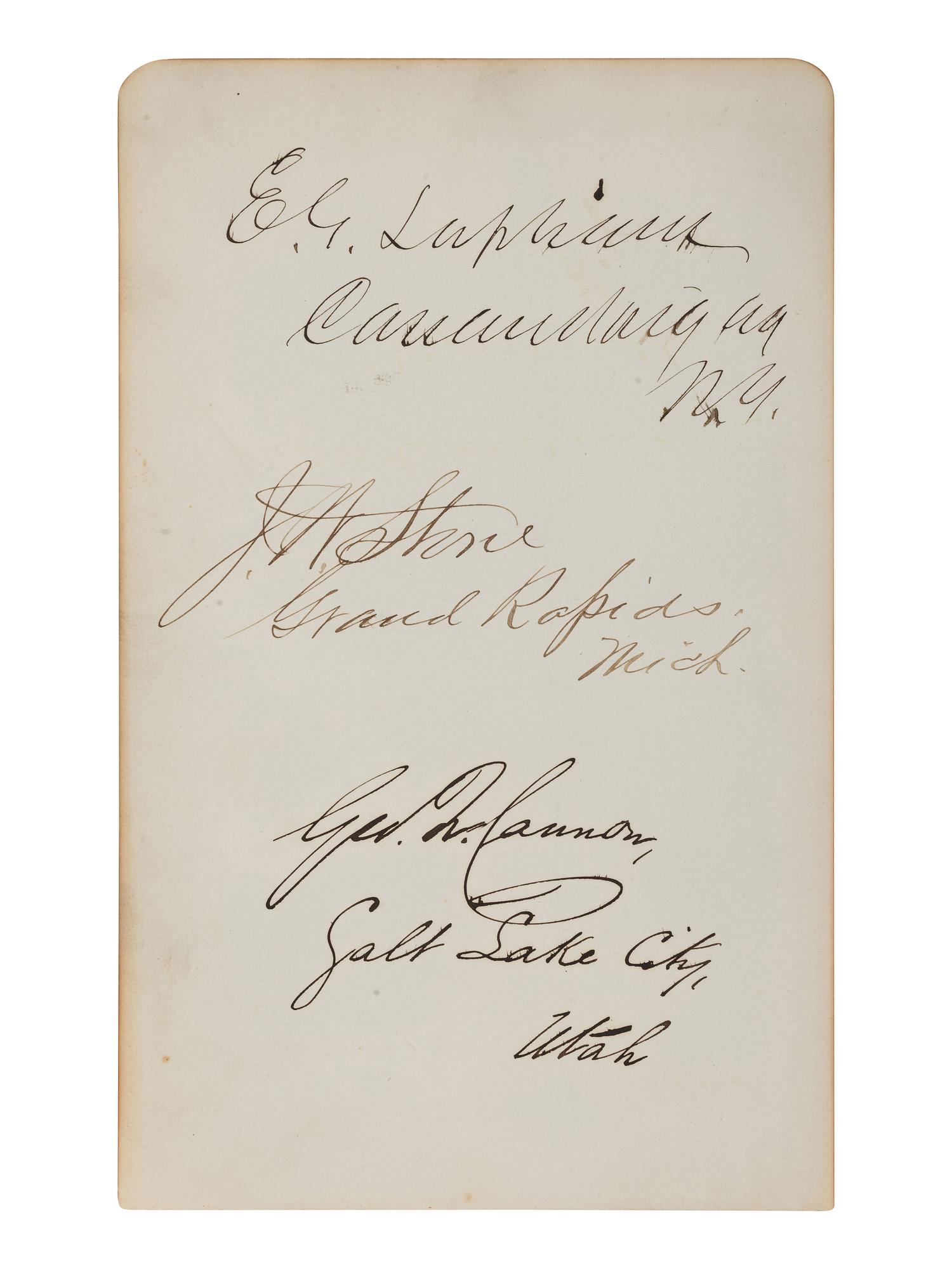 [AUTOGRAPHS]. Signatures of 19th-century American military and political figures.