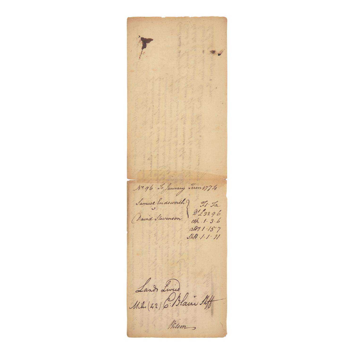 [Declaration of Independence] Wilson, James. Manuscript Document, signed