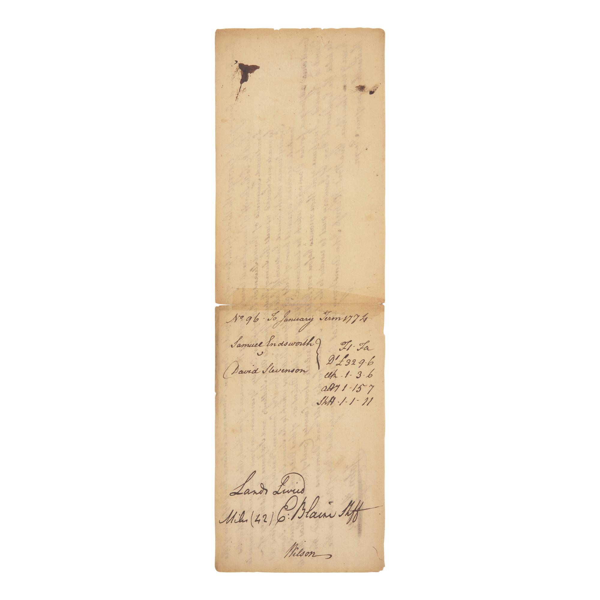 [Declaration of Independence] Wilson, James. Manuscript Document, signed
