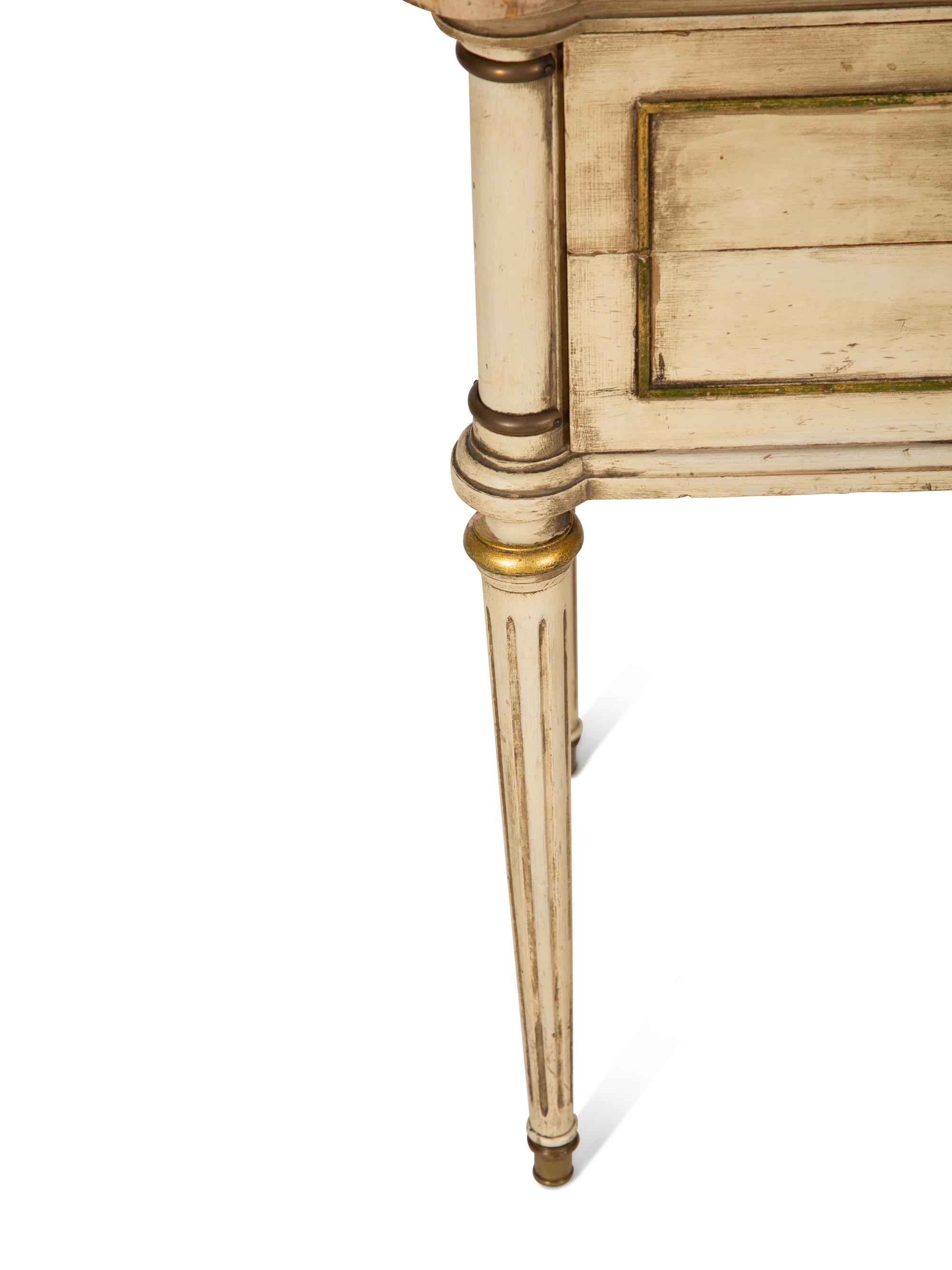 A Louis XVI Style Painted Marble-Top Side Table