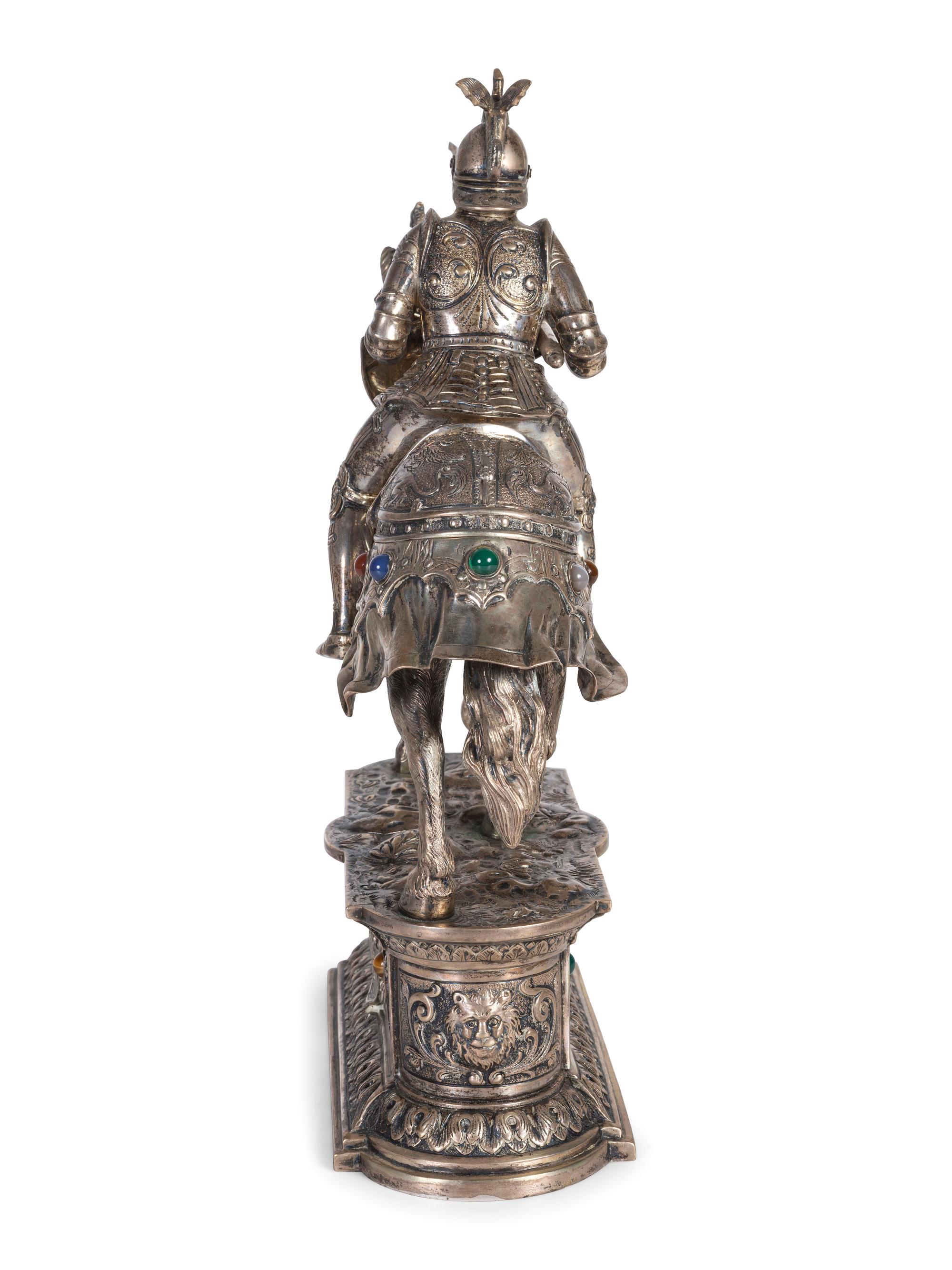 A Continental Silver Knight on Horseback
