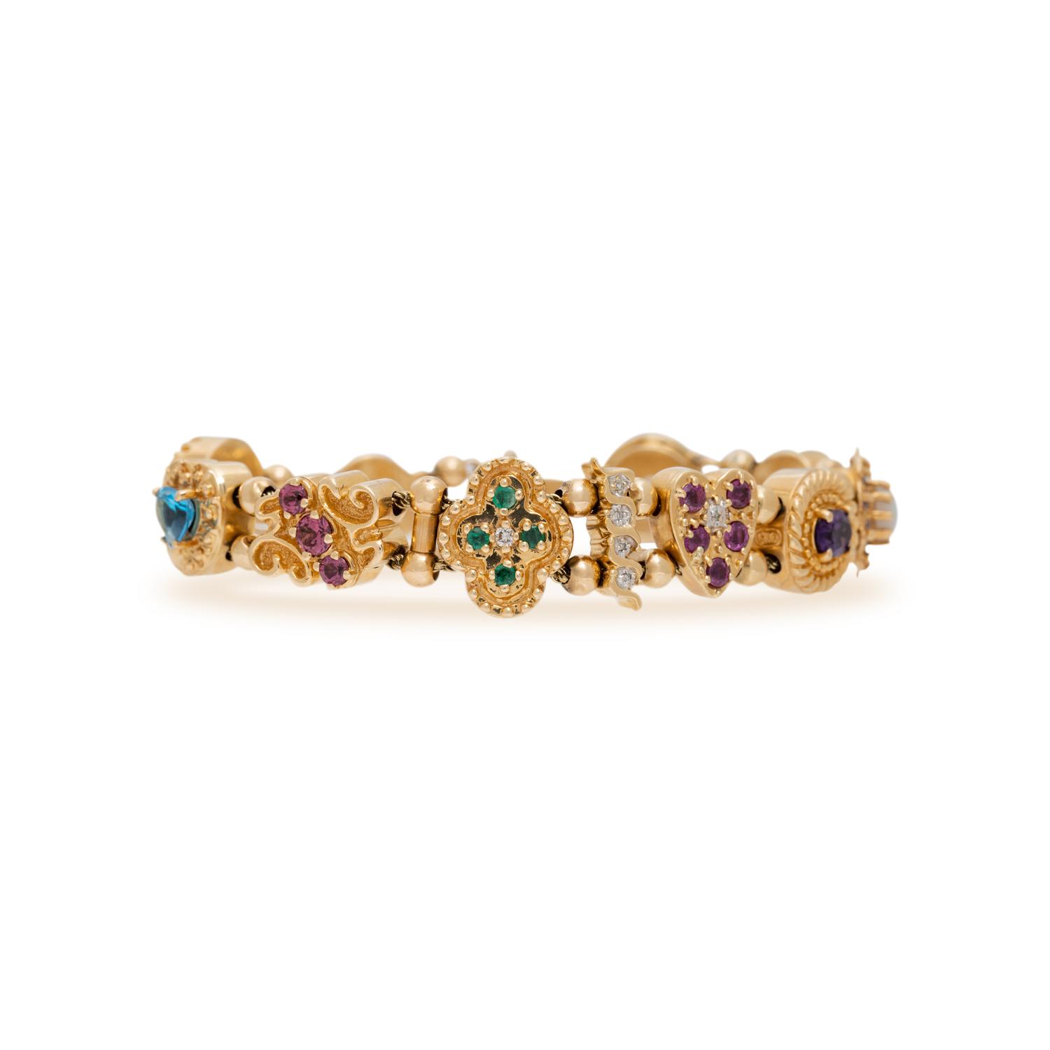 YELLOW GOLD, MULTIGEM AND DIAMOND BRACELET