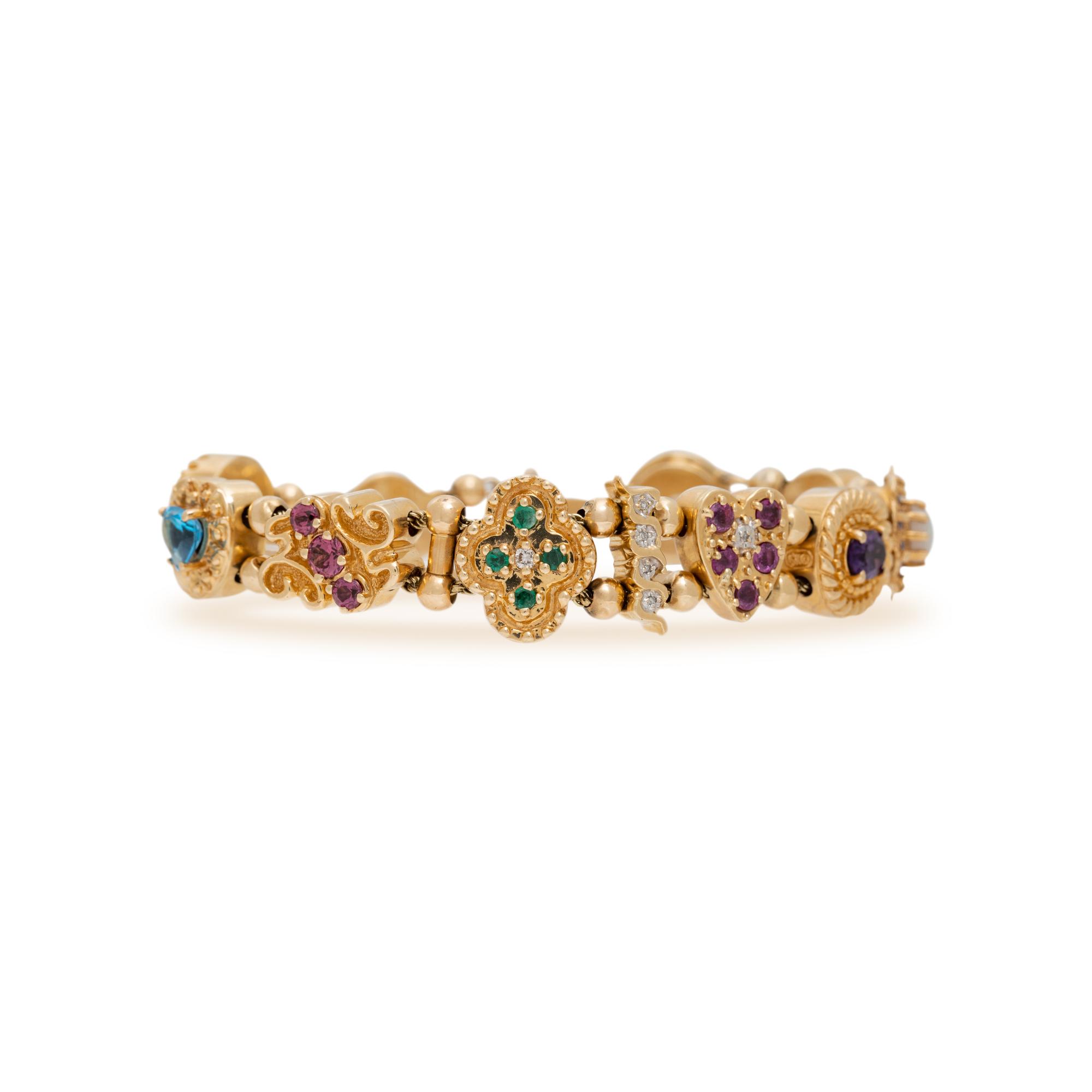 YELLOW GOLD, MULTIGEM AND DIAMOND BRACELET
