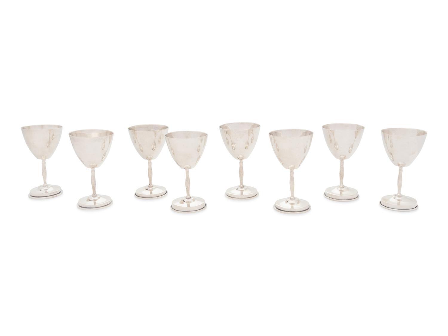 A Set of Eight Mexican Silver Cordial Stems