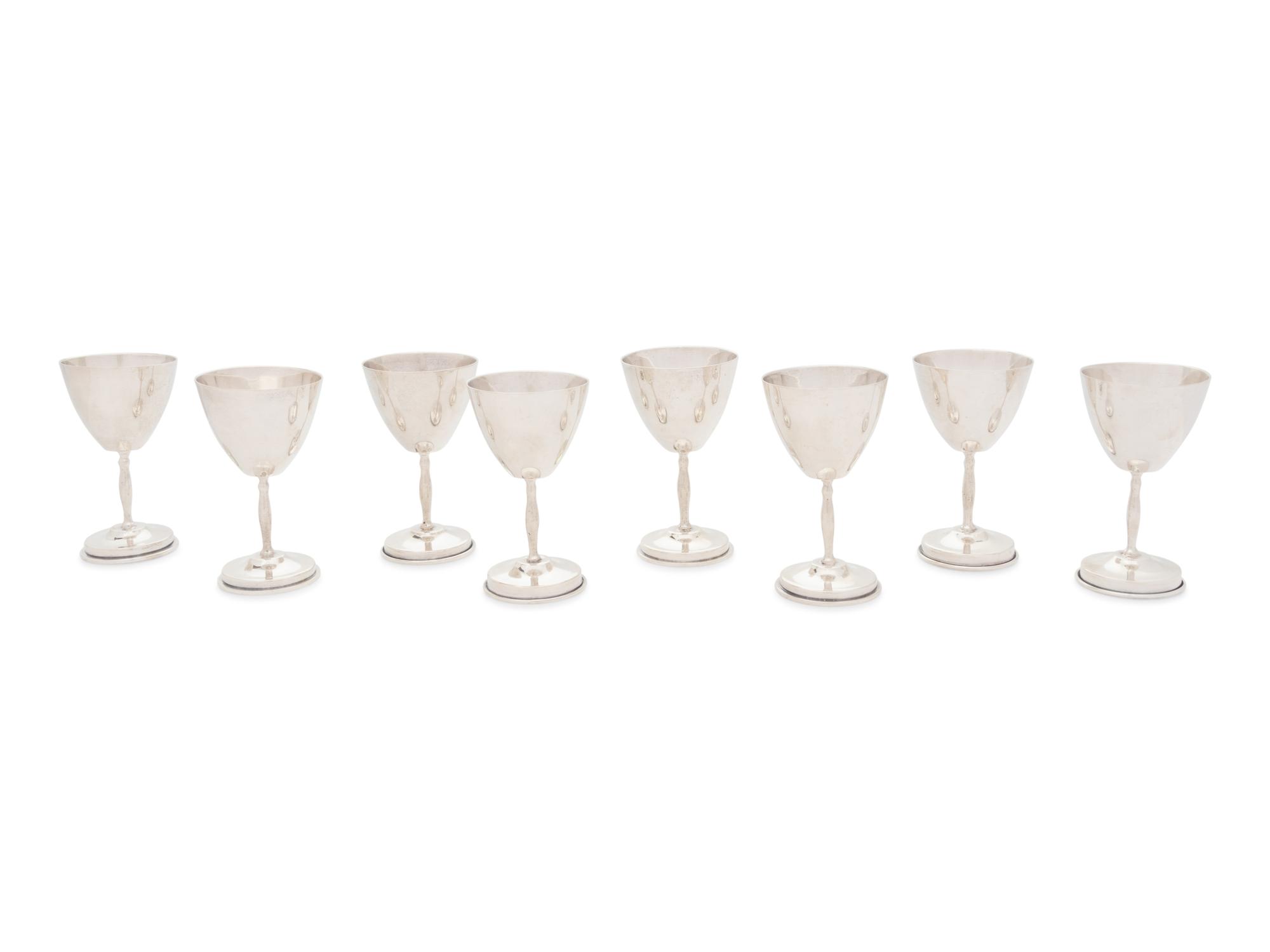 A Set of Eight Mexican Silver Cordial Stems