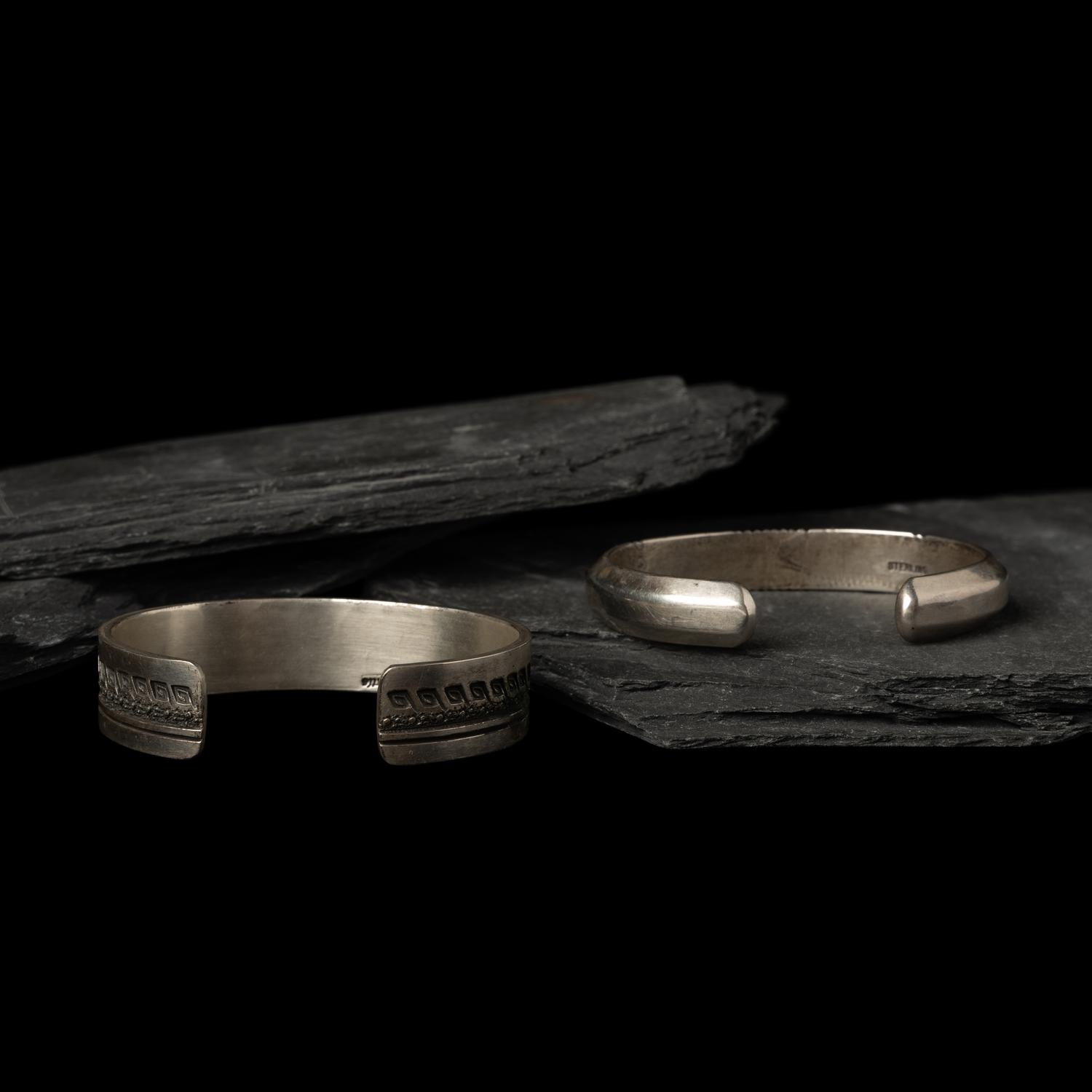 Pair of Navajo Silver Cuff Bracelets