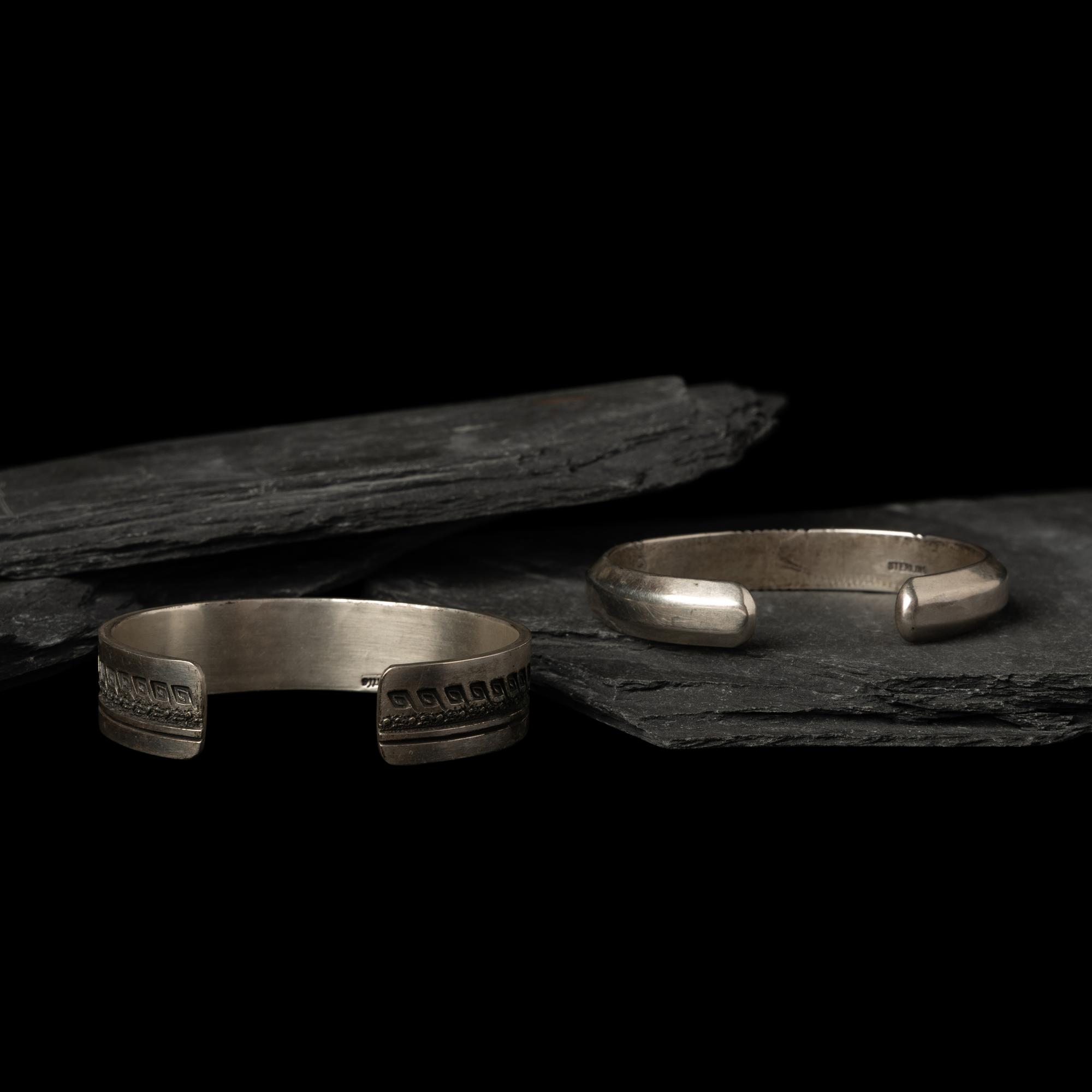 Pair of Navajo Silver Cuff Bracelets