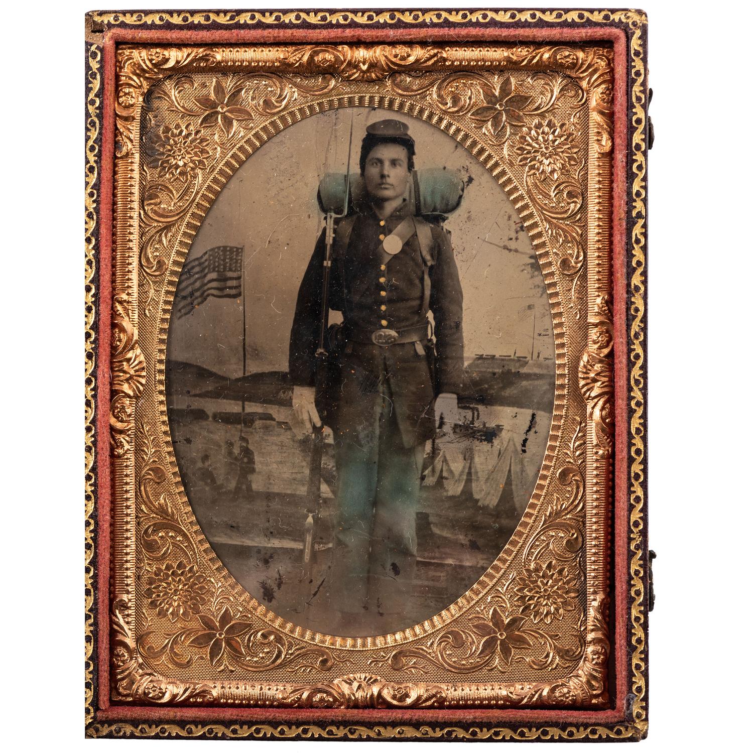 A group of items identified to Private William H. Shaver, Battery M, 2nd Pennsylvania Heavy Artillery, highlighted by war-date tintypes, CDVs, and army mess gear.