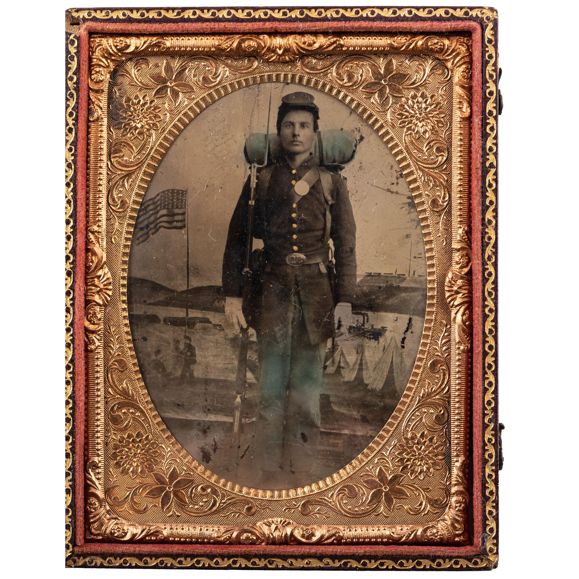 A group of items identified to Private William H. Shaver, Battery M, 2nd Pennsylvania Heavy Artillery, highlighted by war-date tintypes, CDVs, and army mess gear.