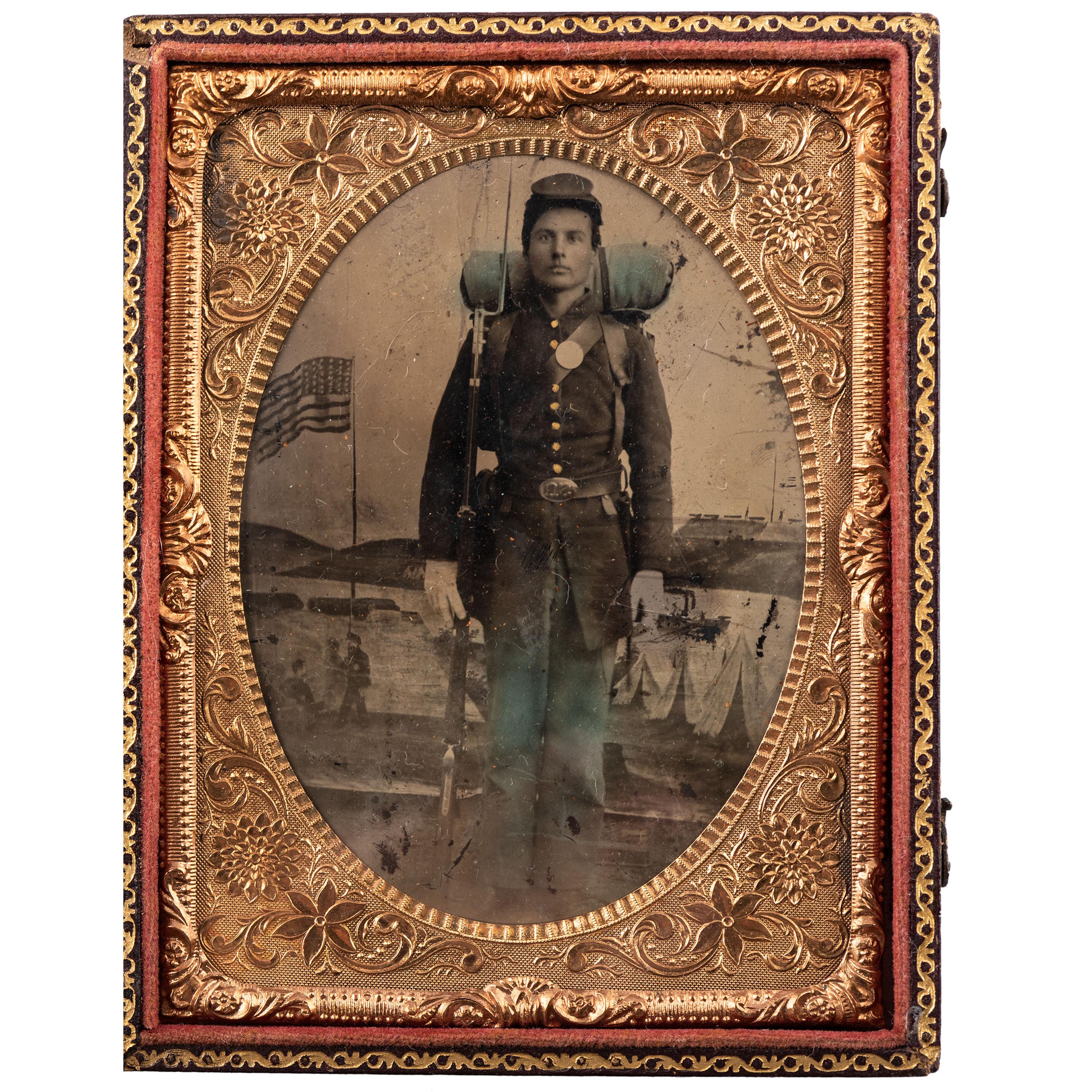 A group of items identified to Private William H. Shaver, Battery M, 2nd Pennsylvania Heavy Artillery, highlighted by war-date tintypes, CDVs, and army mess gear.