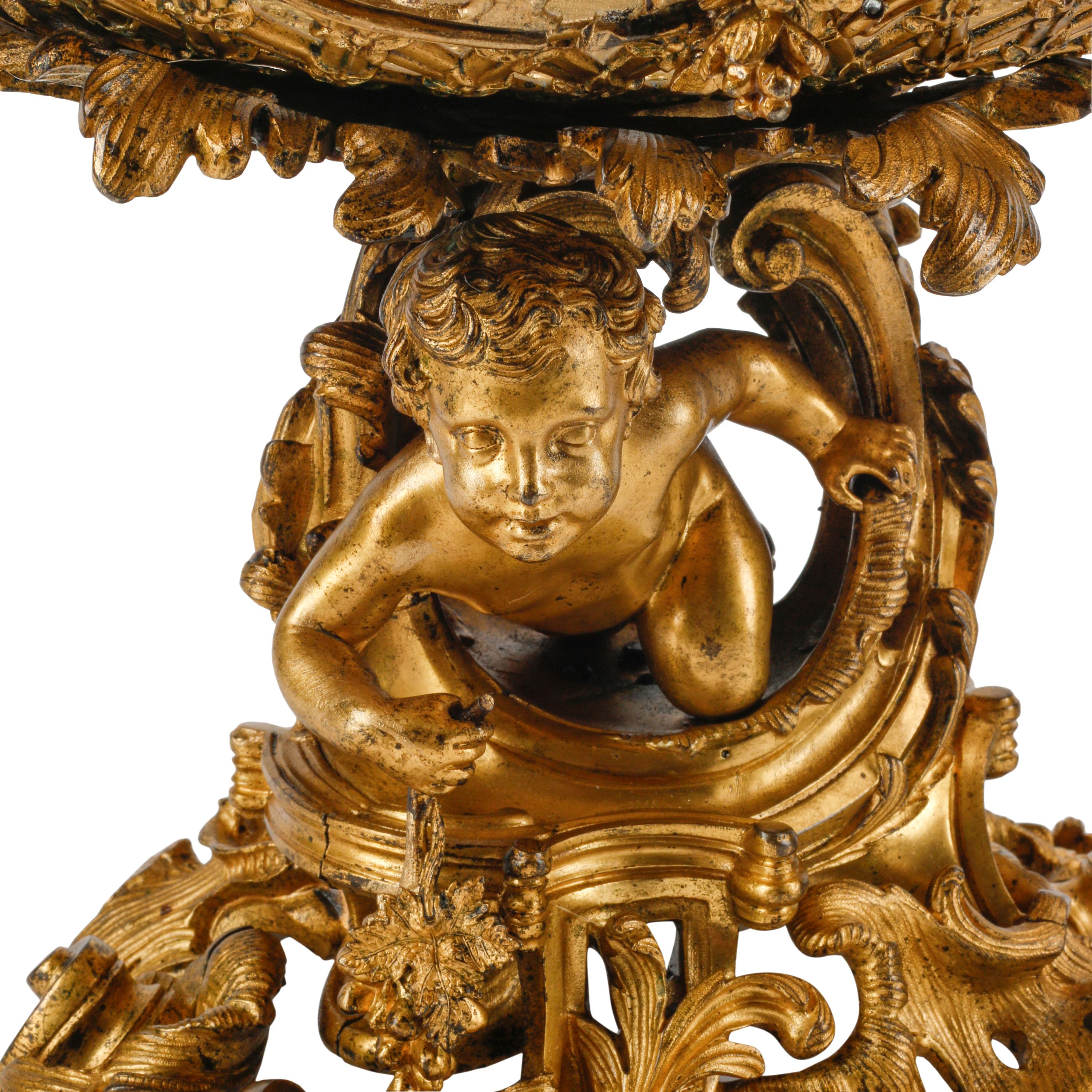 A Pair of French Gilt Bronze Figural Centerpieces