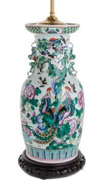 A Famille Verte Porcelain Vase Height 35 inches. — 19TH CENTURY