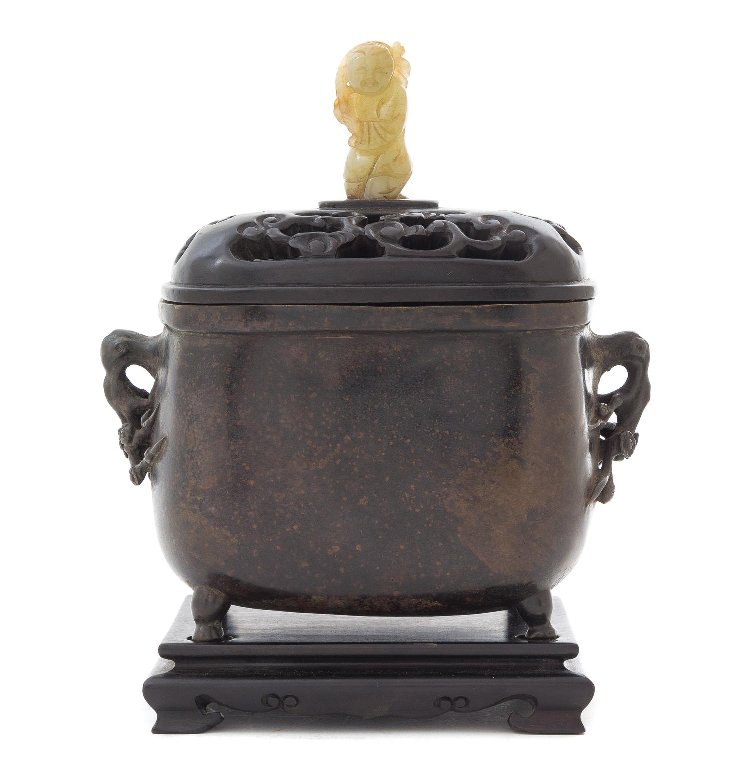 A Bronze Covered Censer Height 7 1/4 inches.