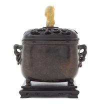 A Bronze Covered Censer Height 7 1/4 inches.